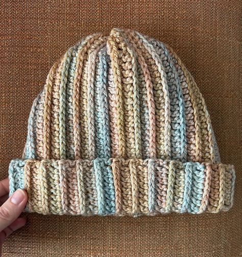 Easy Ribbed Crochet Beanie Hat | Free Pattern Crochet Adult Hat Pattern Free, Waffle Knit Beanie Pattern, Black Beanie Crochet Free Pattern, Chevron Beanie Crochet Pattern, Linen Stitch Crochet Hat Pattern, Oombawka Design Crochet, Easy Ribbed Crochet Hat, Rectangle Crochet Hat Pattern, Crochet Watch Cap Pattern