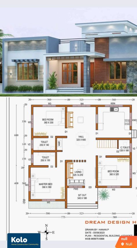 1600 Sq Ft House Plans Indian, Simple House Floor Plan, 2 Bedroom House Plans Modern Design, 3bedroom House Plan, Architecture Plan Layout, Double Floor House Design, Modern 3 Bedroom House Design, Floor Plan Ideas, Exterior Modern House