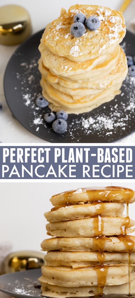 Easy Plant-Based Pancake Recipe - The Creek Line House Plant Based Protein Pancakes, Organic Pancakes Recipes, Vegan Pancake Mix Recipe, Vegan Pancakes Easy 3 Ingredient, Wfpb Pancakes, Pancakes Recipe Vegan, Gluten Free Vegan Pancakes, Plant Based Breakfast Recipes, Easy Vegan Pancakes