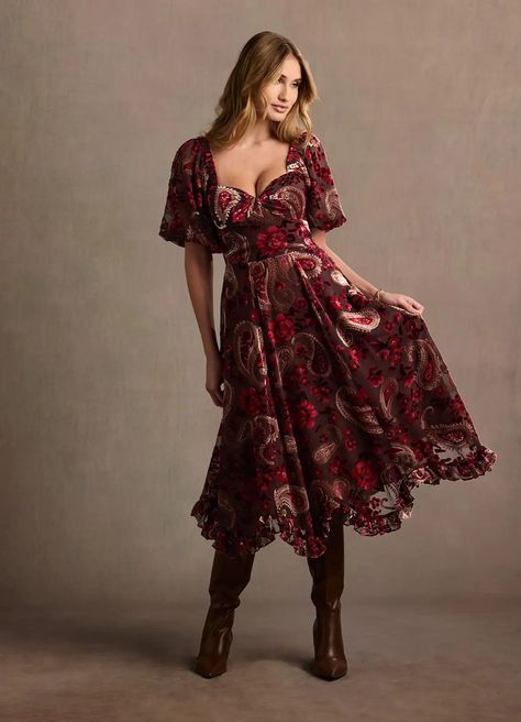 Joanne Red Multi Midi Dress | Azazie Sheer Long Sleeve Top Under Dress, Velvet Wedding Guest Dress, Atelier Dress, Fall Dressy, Simple Street Style, Floral Velvet Dress, Winter Wedding Guest Dress, Velvet Wedding, Holiday 2024