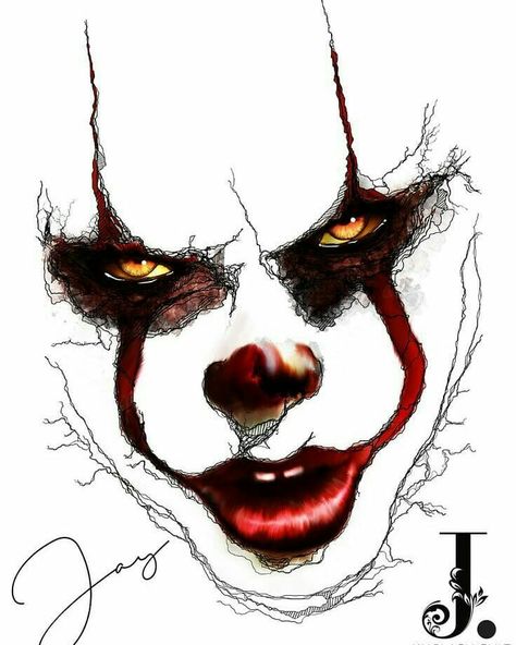 Stylo Art, Stephen Kings, Beautiful Pencil Drawings, Joker Drawings, 심플한 그림, Scary Drawings, Horror Drawing, Clown Horror, Pennywise The Clown