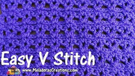 "This Free Crochet pattern teaches how to make this very easy beginner crochet stitch using V stitches and chains. This pattern comes with helpful pictures and video tutorials for both right and left handed to take you step by step." Crocheted Blanket Patterns, Crochet Vs Knitting, Crochet V Stitch, Funky Scarves, Crochet Tutorial For Beginners, V Stitch Crochet, Crochet Prayer Shawls, Crochet Scarf Easy, Pocket Shawl