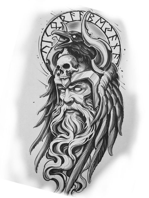 Loki Tattoo, Viking Drawings, Thor Tattoo, Norse Mythology Tattoo, Viking Tattoo Sleeve, Celtic Cross Tattoos, Vikings Tattoo, King Tattoos, Celtic Tattoo