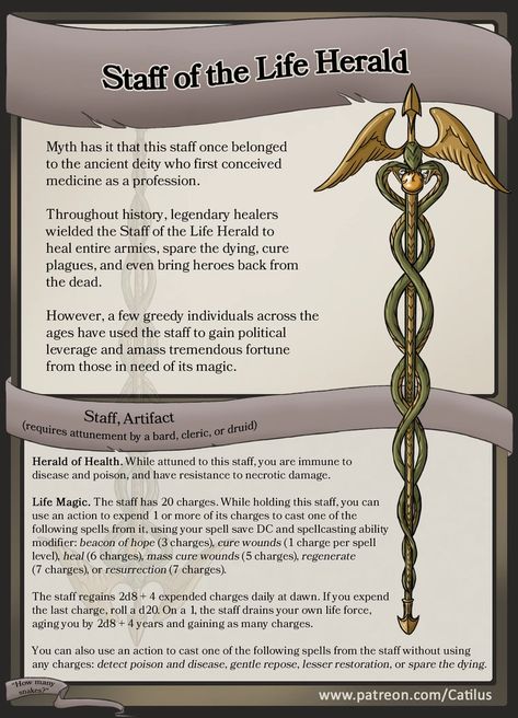 Staff of the Life Herald – D&D Artifact - magic post - Imgur Dnd Homebrew Magic Staff, Dnd Staff Item, Quarter Staff Dnd, Dnd Healing Items, Legendary Dnd Items, Dnd Magic Staff, Dnd Magic Items Homebrew, Dnd Staff, Dnd Homebrew Items