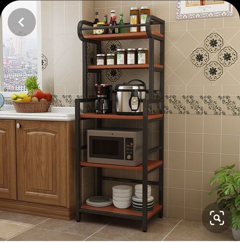 Kitchen Storage Stand, Next At Home, Dish Cabinet, Modern Kitchen Storage, Kitchen Racks, Small Apartment Kitchen, Rental Ideas, Apartment Rental, Rack Design