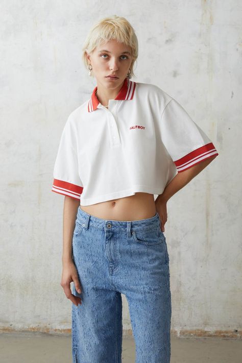 Polo Crop Top Outfit, Polo Crop Top, Polo Shirt Outfits, Crop Top Outfit, Random Clothes, Green Logo, Leather Denim, Top Outfit, Crop Top Outfits