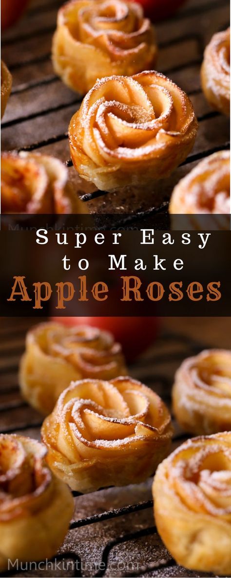 Rose Recipes Desserts, Apple Roses Recipe, Apple Dessert Recipes Easy, Munchkin Time, Apple Desserts Easy, Fall Recipes Pumpkin, Apple Recipe, Rose Recipes, Apple Dessert Recipes