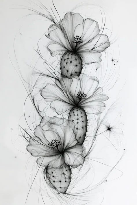 Tattoo idea: tattoo sketch cactus with flowers in bloom tattoo gree 3 Cool Cactus Tattoo, Agave Flower Tattoo, Prickly Pear Flower Tattoo, Scorpion And Cactus Tattoo, Cactus Mandala Tattoo, California Flowers Tattoo, Cactus Sleeve Tattoos For Women, Saguaro Cactus Blossom Tattoo, Cactus Tattoo Women