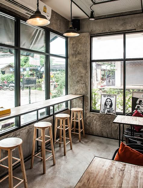 Interior Design "Sri Brown cafe" photo by tmz's photogr by Sirinan Wiangwong, via Behance Cafe Interior Vintage, Vintage Cafe Design, Loft Cafe, Cafe Industrial, Interior Design Cafe, Small Restaurant Design, Brown Cafe, Coffee Shop Interior, Small Coffee Shop