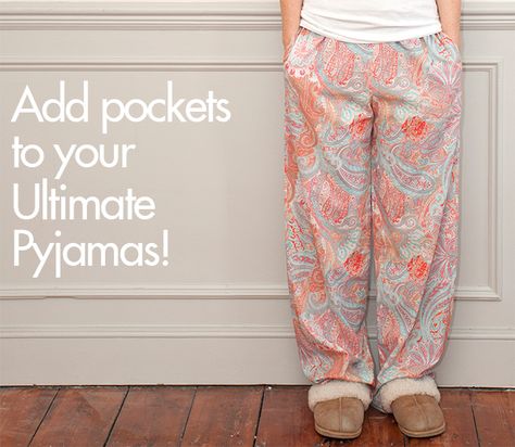 Add Pockets to your Ultimate Pyjamas: Bonus Pocket Pattern Piece | SewOverIt | Bloglovin’ Pajama Pants With Pockets Pattern Free, Plus Size Pajama Pants Pattern Free, Pajama Pants Pattern Free Women, Pajama Bottoms Pattern, Women’s Pajama Pattern, Pj Pants Sewing Pattern, Pajama Pants Pattern Free Printable, Sewing Pj Pants, Pyjama Pants Pattern