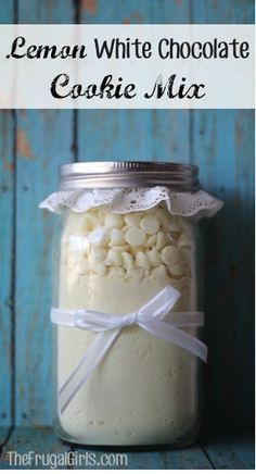 Lemon White Chocolate Cookie Mix in a Jar! ~ from TheFrugalGirls.com ~ this easy Gift in a Jar makes the BEST Lemon White Chocolate Cookies! #masonjars #thefrugalgirls Mason Jar Cookie Recipes, Mason Jar Mixes, Cookie Mix In A Jar, Gifts In Jars, Mixes In A Jar, Lemon White Chocolate, Recipes In A Jar, Jar Mixes, Gift Recipes