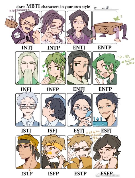 Mbti Character Art, Mbti Character Design, Mtbi Personalities Fanart, 16 Personality Types Fanart, Mbti Personality Fanart, 16 Personalities Characters, 16 Personalities Fanart, Intp Personality Fanart, Istj X Estp