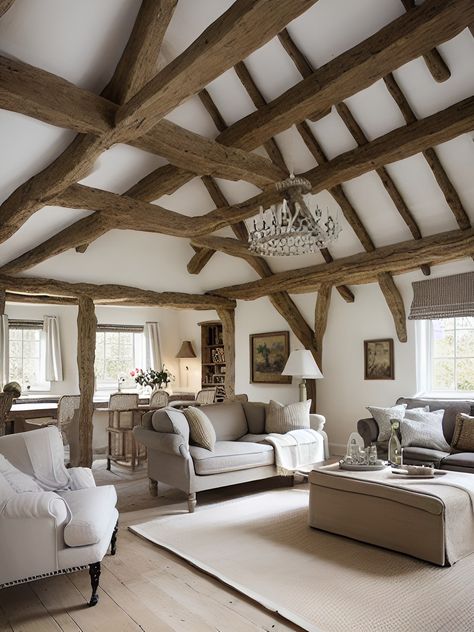 Countryside House Interior Bedroom, Barn Conversion Living Room, Stable Conversion Exterior, Barn Conversion Bedroom, Dutch Barn Conversion, Cotswold Cottage Interior, English Country House Bedroom, English Country House Interior, Country Cottage Bedroom