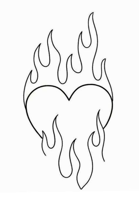 Desenhos Pra Tattoo, Easy Tattoo Designs For Beginners, Easy Tattoo Stencil Outline, Heart Tattoo Stencil, Tattoo Stencils Outline, Tattoo Practice Stencils, Drawing Flames, Easy Tattoos To Draw, Easy Tattoos