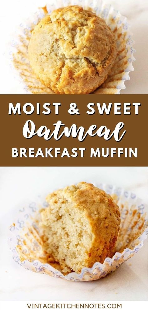 Oatmeal Bake Muffins, Overnight Muffin Recipes, Oatmeal Muffin Recipes Breakfast, Muffins Recipes Oatmeal, How To Make Breakfast Muffins, No Butter Muffin Recipe, Breakfast Muffins Recipes Oatmeal, Baked Oatmeal Muffins Breakfast, Bakery Style Oatmeal Muffins