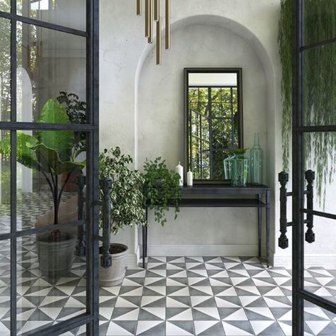 Porch Tile, Patio Tiles, Casas Coloniales, Encaustic Cement Tile, Mirror On The Wall, Encaustic Tile, Cement Tiles, Tiles Design, Outdoor Tiles