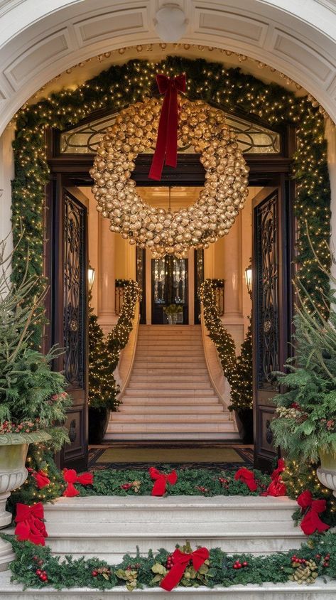 Luxury Christmas Aesthetic, Halloween Party Backdrop, Christmas Doors, Luxury Christmas Decor, Glamorous Home, Flower Business, Luxury Christmas, Home Making, Indoor Christmas Decorations