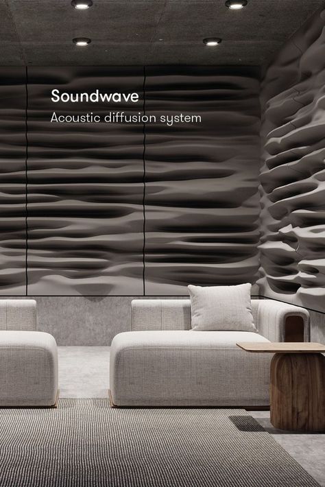 Configure your own design with Aectuals 100% circular acoustic soundwave panels. They are made from plant-based materials and fully recyclable after use. The soundwaves are specifally shaped to optimally diffuse sound. Use them as a full-fitting wall panel system, combined with standard elements, or as an eye catching wall piece. 3d Printed Architecture, Wall Panel System, Architectural Finishes, Sound Wall, Wall Piece, Acoustic Wall Panels, Acoustic Wall, 3d Printing Technology, Architecture Interiors