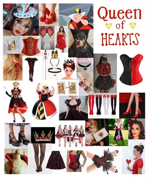 Alice In Wonderland Characters Costumes Diy Queen Of Hearts, Queen Of Hearts Costume Black Women, Tim Burton Queen Of Hearts Costume, Queen Of Hearts Halloween Costumes Women, Queen Of Hearts Womens Costume, Disney Queen Of Hearts Costume, Ace Of Hearts Costume, Queen Of Hearts Modern Outfit, Queen Of Hearts Gown