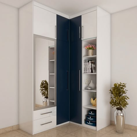 Modular Almirah Designs, L Shape Wardrobe Design With Dressing Table, Almirah Corner Design, L Shape Corner Wardrobe Design, L Shape Storage Cabinet, Compact Wardrobe Ideas, L Shaped Closet Designs With Doors, L Shape Wardrobe Design Bedroom Modern With Dressing Table, L Type Wardrobe Design