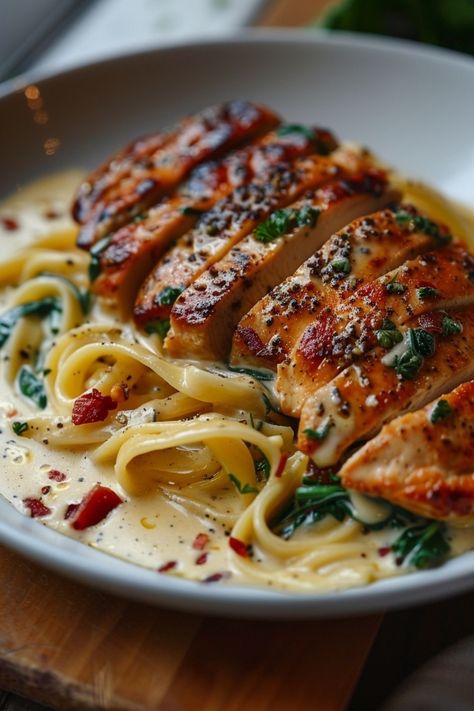 SAINT MARC Dinner Inspiration Main Dishes, Creamy Chicken Florentine Pasta, Simple Dinner Healthy, Elegant Dinner Recipes Main Courses, September Dinner Recipes, Comfort Chicken Recipes, Chicken Fall Recipes, Gourmet Recipes Fancy, Chicken Recipe For Two