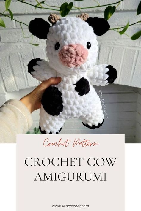 Udderly Adorable: Crochet Cow Amigurumi Pattern #CrochetIdeas, #CrochetArt Crochet Fuzzy Cow Pattern Free, Crochet Cow Stuffed Animal Free Pattern, No Sew Cow Crochet, Crochet Cow Snuggler Free Patterns, Crocheted Cow Pattern Free, Free Crochet Cow Pattern, Free Cow Crochet Patterns, Crochet Cow Pattern Free, Crochet Cow Free Pattern