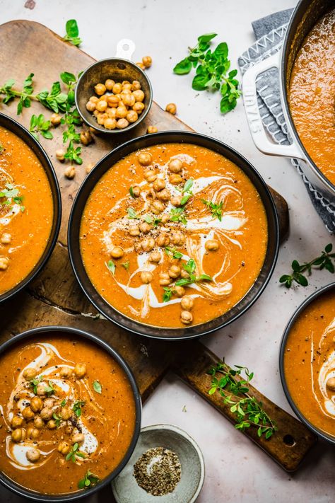 Vegan Red Lentil Soup, Roasted Lentils, Roasted Vegetable Soup, Lentil Vegetable Soup, Crowded Kitchen, Veggie Chili, Vegan Lentil Soup, Vegan Lentil, Red Lentil Soup