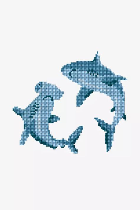 Patterns - Cross Stitch - DMC Whale Shark Cross Stitch Pattern, Beaded Shark Pattern, Whale Shark Cross Stitch, Water Cross Stitch, Fish Cross Stitch Patterns, Cross Stitch On Clothes, Shark Cross Stitch Pattern, Shark Cross Stitch, Cross Stitch Patterns Animals