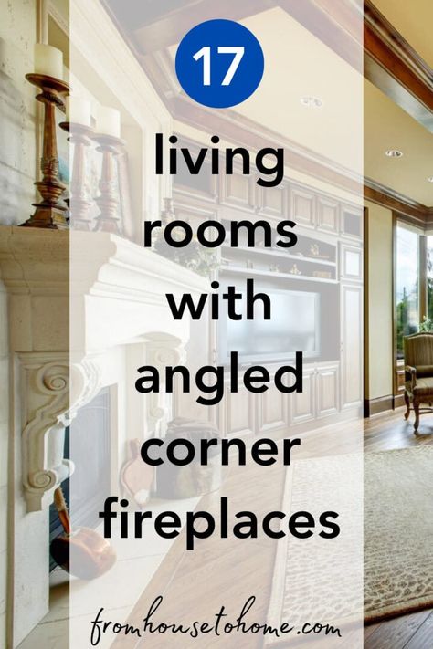 Angled Fireplace Living Room Layout, Fireplace On Angled Wall, Angled Fireplace Living Room, Corner Tv Living Room Layout, Corner Fireplace Layout, Angled Fireplace, Corner Fireplace Furniture Arrangement, Corner Fireplace Decor, Corner Fireplaces