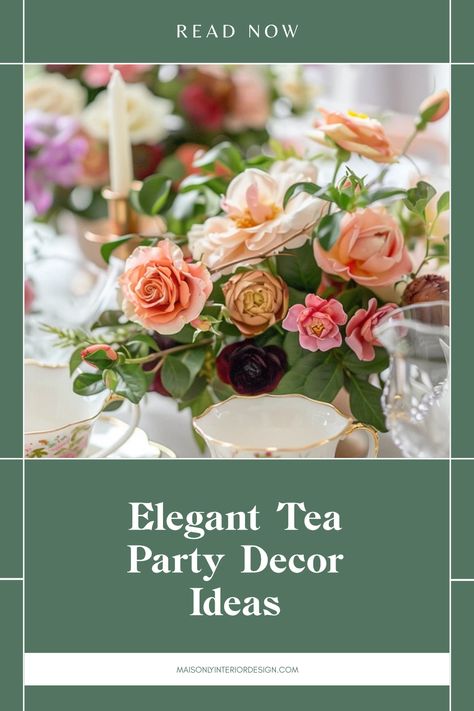 Are you planning a charming tea party? Discover stunning decor ideas that will make your gathering feel elegant and sophisticated! From unique table settings to delightful floral arrangements, these tea party decoration ideas bring timeless appeal to your special occasion. Choose from varying styles, including vintage, rustic, or modern, and set the perfect ambiance to impress your guests. Get inspired with our tips on creative centerpieces, enchanting lighting, and delightful tableware. Perfect your theme and make unforgettable memories! Tea Party Inspiration, Tea Party Ideas Decorations, Tea Party Decor Ideas, Tea Party Tablescape, Tea Party Table Settings, Elegant Tea Party, Tea Party Centerpieces, Adult Tea Party, Tea Party Decor