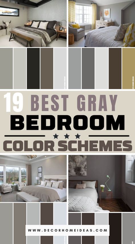 Elevate your bedroom with modern sophistication using these 19 chic and stylish gray color schemes. Explore contemporary design ideas that bring a touch of elegance to your living space. Gray Bedroom Color Schemes, Bedroom Color Schemes Grey, Gray Color Schemes, Grey Colour Scheme Bedroom, Grey Bedroom Colors, Tan Bedroom, Dark Gray Bedroom, Queen Storage Bed, Modern Bedroom Colors