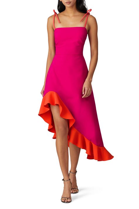 Rent Pink Tie Shoulder Dress by Christian Siriano for $195 - $210 only at Rent the Runway. Model Backstage, Color Moodboard, Tie Shoulder Dress, Orange Color Block, Elegant Cocktail Dress, Frock For Women, Pink Cocktail Dress, Date Night Outfits, Enchanted Garden