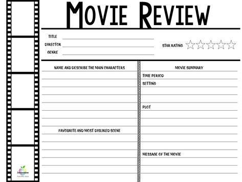 Movie Rating Template, Film Review Template, Movie Review Template Aesthetic, Movie Review Template, Innovative Teaching Ideas, Review Template, Visual Literacy, Movie Guide, Docs Templates