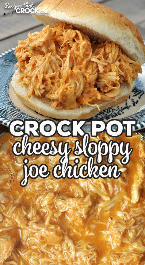 If you are looking for a recipe that is quick to throw together, absolutely delicious and can be cooked in less than 2 hours, you want this Cheesy Crock Pot Sloppy Joe Chicken! Crock Pot Sloppy Joe, Chicken For Two, Tiny Bellies, Crock Pot Sloppy Joes, Chicken Sloppy Joes, Crockpot Dinners, Chicken Crockpot, Crockpot Dishes, Crockpot Slow Cooker