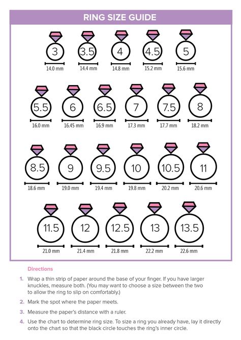 This printable ring size guide will help you find the right size for your fingers. Handmade Gifts Diy, Craft Images, Wedding Ring Sizes, Wedding Bridal Jewellery, Wedding Rings Vintage, Diy Crafts For Gifts, Wedding Guide, Ring Sizes, Ring Size Guide