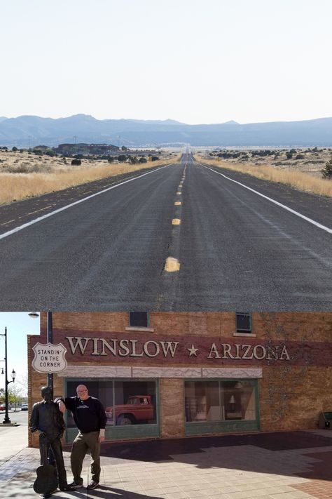 How about visiting Winslow, AZ, again! If you take all of Route 66 or just a portion in northern Arizona, Winslow has more to see than just 'Standin' on the Corner' scene. See more in the link below. Winslow Arizona, Harvey House, Route 66 Map, Route 66 Sign, Old Route 66, Painted Desert, Petrified Forest, Northern Arizona, Santa Monica Pier