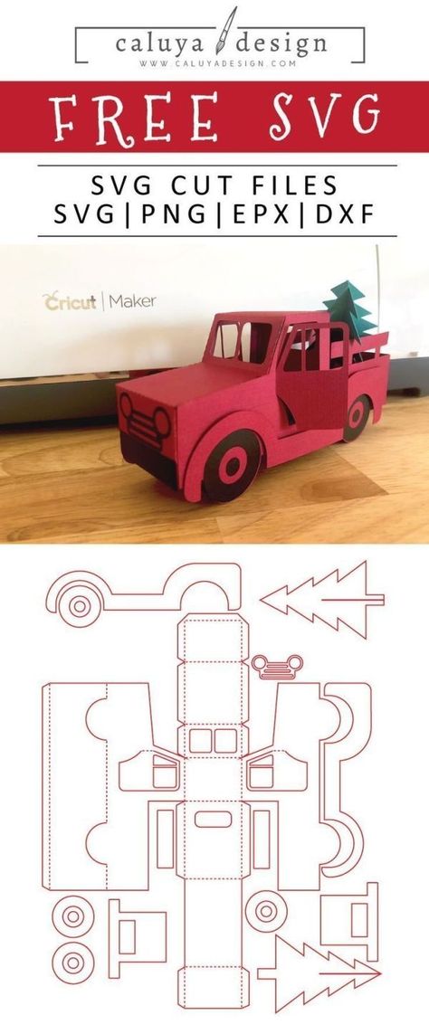 Christmas Truck Svg, Jul Diy, 3d Templates, Crafts By Season, Idee Cricut, Christmas Red Truck, Projets Cricut, Christmas Paper Crafts, Christmas Svg Files