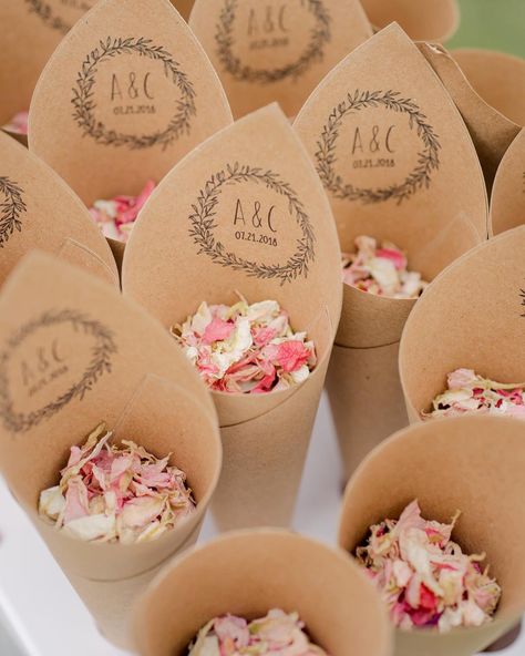 Lovely petal cones handed to all of the guests to celebrate ceremony exit Diy Confetti Cones, Wedding Confetti Cones, Rose Petal Confetti, Petal Toss, Wedding Toss, Confetti Cones, Flower Confetti, Extravagant Wedding, Petal Confetti