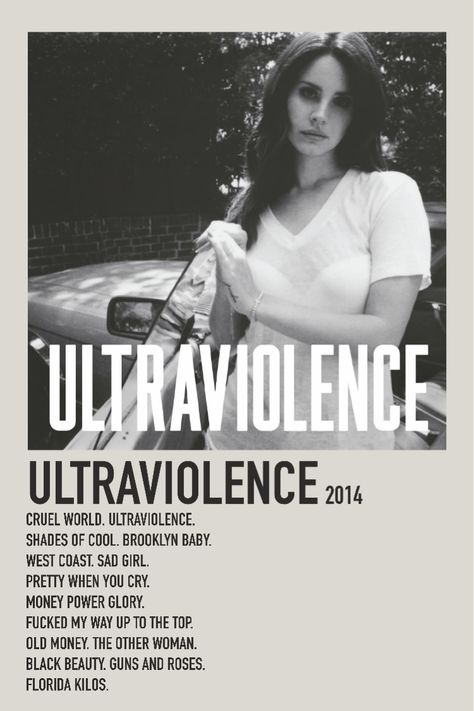 minimalist album poster Ultraviolence Album, Lana Del Rey Albums, Lana Del Rey Ultraviolence, Film Polaroid, Minimalist Music, Photo Polaroid, Music Poster Ideas, Vintage Music Posters, Album Posters