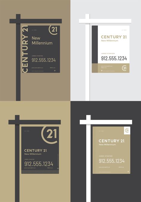 New Logo and Identity for Century 21 Logo Signage Design, Real Estate Yard Signs, Getting Into Real Estate, Century 21 Real Estate, Real Estate Sign Design, Real Estate Signs, Real Estates Design, Collateral Design, Real Estate Logo Design