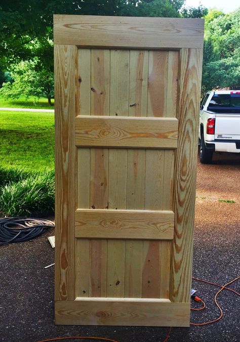 Diy Exterior Door, Exterior Barn Doors, Diy Exterior, Building A Door, Building A Barn Door, Door Plan, Wood Exterior Door, Outdoor Doors, Barn Door Designs