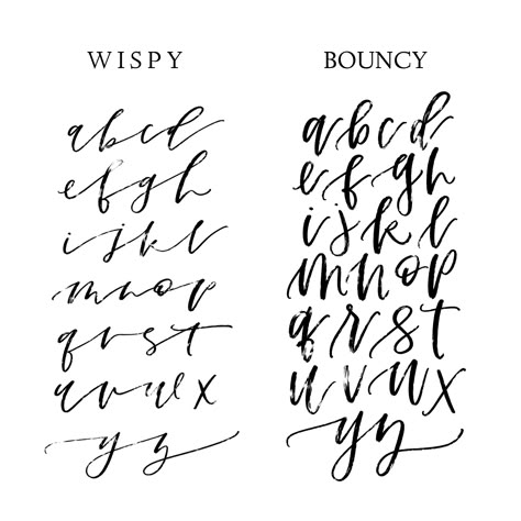 Bouncy Calligraphy, Brush Lettering Alphabet, Brush Lettering Tutorial, Hand Lettering Alphabet Fonts, Calligraphy Fonts Alphabet, Fancy Writing, Print Handwriting, Lettering Styles Alphabet, Alphabet Style