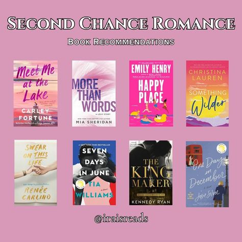 Second Chance Romance Book Recommendations Books featured: Meet Me At The Lake by @carleyfortune More Than Words by @miasheridanauthor Happy Place by @emilyhenrywrites Something Wilder by @christinalauren Swear On This Life by @reneecarlino1 Seven Days In June by @tiawilliamswrites The King Maker by @kennedyryan1 One Day In December by @josiesilverauthor #book #booklover #bookstagram #books #booknerd #bookaddict #bookcommunity #bookrecommendations #booktok #read #readmorebooks #boo... Second Chance Romance Books, Something Wilder, Seven Days In June, One Day In December, Meet Me At The Lake, Romance Book Recommendations, Reading Journal Ideas, King Maker, Workplace Romance