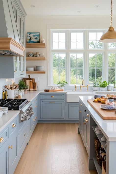 15 Blue Kitchen Cabinet Ideas for a Stunning Transformation – Everyday Inspo Baby Blue Cabinets Kitchen, Dusty Blue Cabinets, Dusty Blue Kitchen Cabinets, Dusty Blue Kitchen, Baby Blue Kitchen, Light Blue Kitchen Cabinets, Blue Cabinets Kitchen, Kitchen Blue Cabinets, French Blue Kitchen