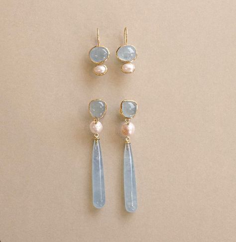 Blue Monday ? Yes please, bring it on 💙🤍 — milky aquamarine and freshwater pearls set in 18k gold plated sterling silver. #biancearrings #aquamarine #aquamarinejewellery #earrings #aotd Aquamarine Gold Earrings, Blue And Gold Jewelry, Professor Style, Stella Rose, Blue Monday, Freshwater Pearl Earrings, Aquamarine Earrings, June Wedding, Ocean Jewelry