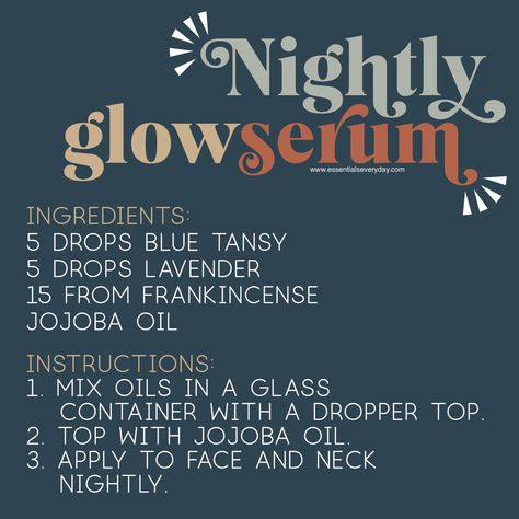 Facial Serum Recipe, Home Facials, Diy With Essential Oils, Oils For Face, Natural Face Serum, Diy Serum, Essential Oils For Face, Essential Oil Beauty, Diy Glow