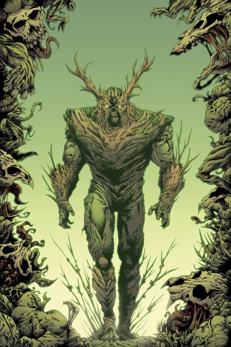 Swamp Thing (Alec Holland) is a fictional character, a superhero in the DC Comic universe. Created by Len Wein and Bernie Wrightson, He first appeared in House of Secrets #92 in 1971. He is an elemental creature who shares a connection to all plant life on the planet Earth through a network called the Green. He is a mass of vegetable matter that absorbed the memories and personality of Alec Holland, a botanist who died in a swamp shortly after creating a hormonal Bio-Restorative Formula for plan Swamp Thing Dc Comics, Swamp Thing 1982, Elemental Creature, Bernie Wrightson, Alan Moore, Justice League Dark, Swamp Thing, The Planet Earth, Univers Dc