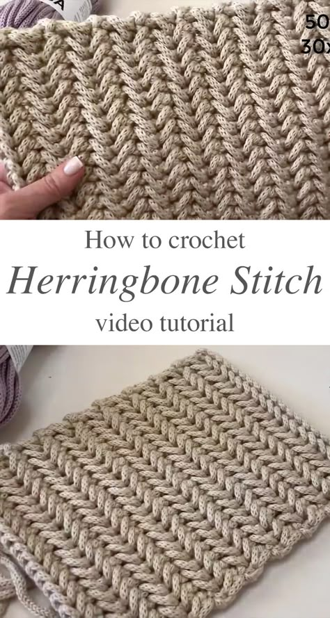 Herringbone Crochet Stitch, Crochet Herringbone Stitch, Herringbone Crochet, Herringbone Stitch Tutorial, Crochet Herringbone, Ornaments Crochet, Crochet Knit Stitches, Mode Crochet, Easy Crochet Stitches