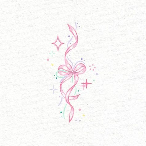 Pink Small Tattoos, Strong Tattoo Quotes, Pink Bow Tattoos, Sailor Mini Moon, Stomach Tattoos Women, Small Girly Tattoos, Ribbon Tattoos, Bow Tattoo, Mini Tattoo