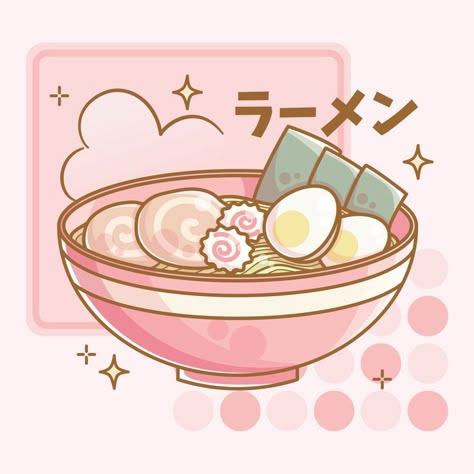 Cute illustration of a hot ramen bowl! Kawaii design perfect for you who loves ramen or Japanese food in general. It can be also given as a birthday or Christmas gift to your friends who also loves this traditional Japanese noodle dish. In the text (ラーメン) you can read the word ramen written in Japanese katakana. Visit my store for more cute designs! Link: LuYukari.redbubble.com Japanese Noodle Dish, Cute Meals, Hot Ramen, Japanese Katakana, Japanese Food Illustration, Japanese Food Art, Bento Lunchbox, 귀여운 음식 그림, Arte 8 Bits